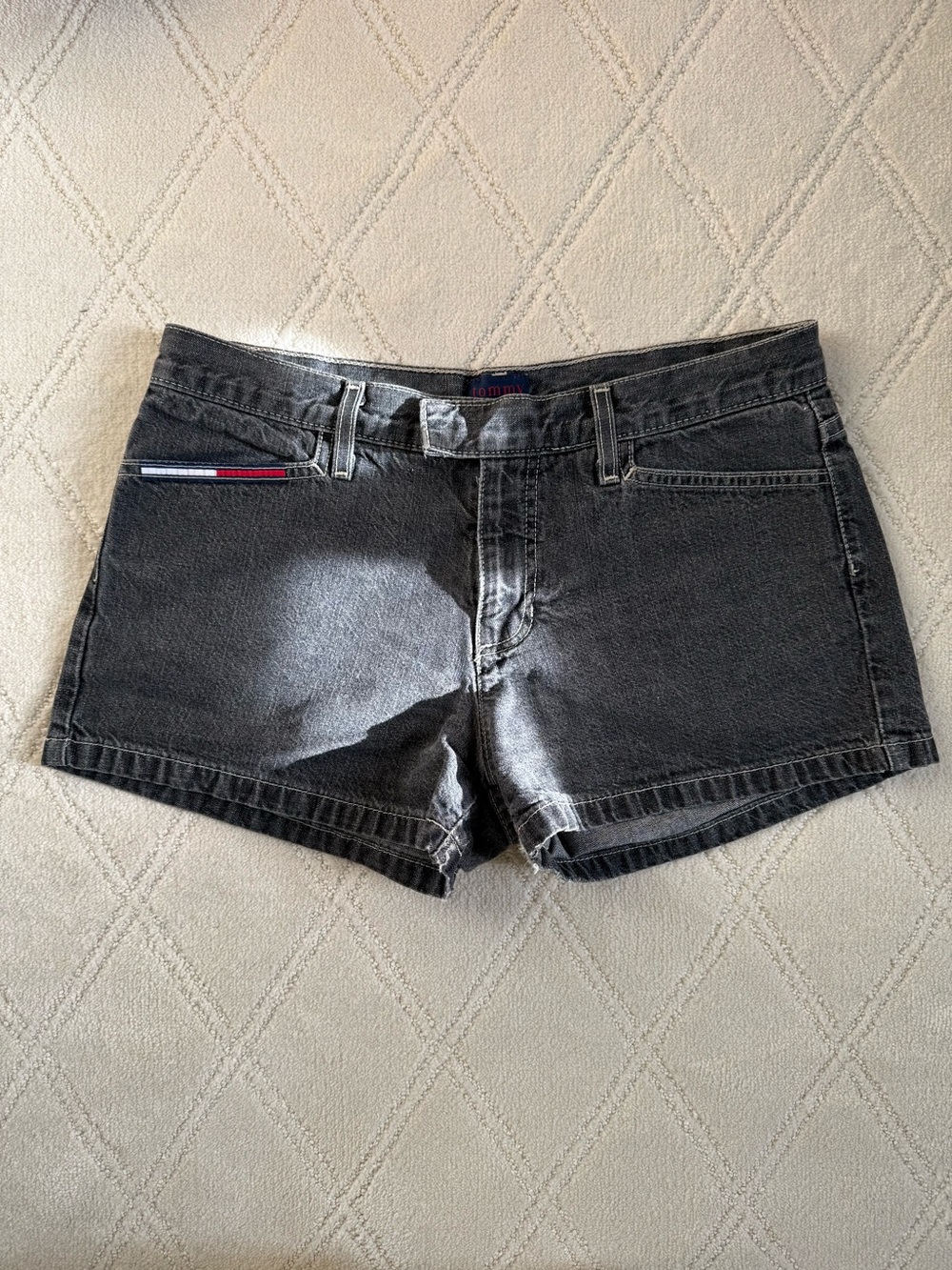 Vintage Tommy Hilfiger Low Rise Washed Black Denim Jean Shorts